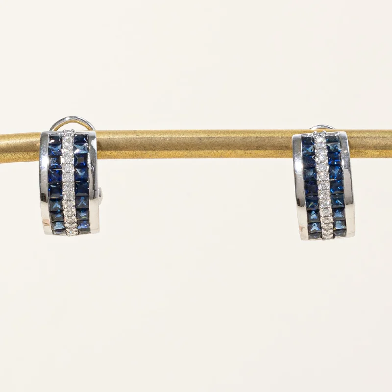 Sparkle On A Budget – Fine Jewelry For Less Sapphire & Diamond Half Hoop Earrings | 2.22ctw, 0.19ctw | Sparkle On A Budget – Fine Jewelry For Less Sapphire & Diamond Half Hoop Earrings | 2.22ctw, 0.19ctw |