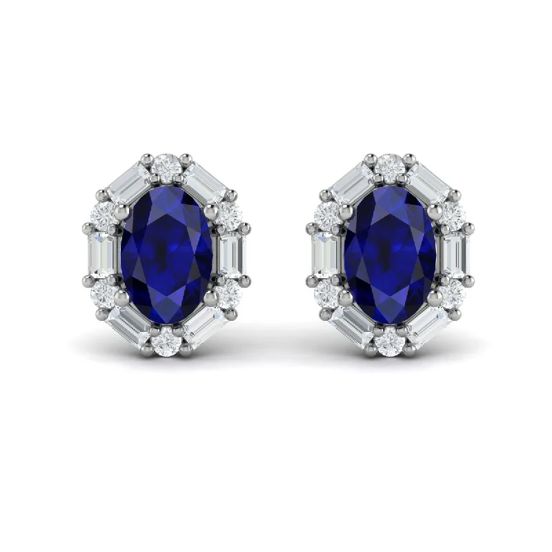 Bestselling Jewelry At Special Promotional Rates Sapphire & Diamond Halo Stud Earrings in 14K White Gold Bestselling Jewelry At Special Promotional Rates Sapphire & Diamond Halo Stud Earrings in 14K White Gold