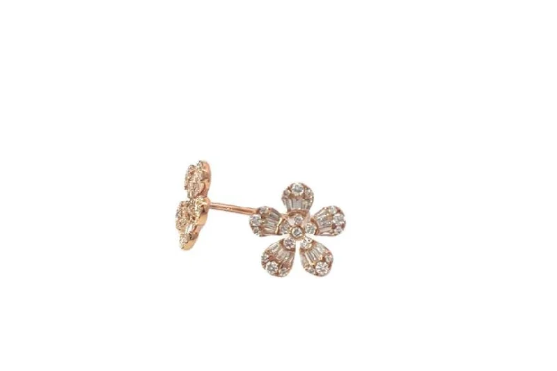 Shop Fine Jewelry With Amazing Deals Small Baguette & Round Diamond Flower Stud Earrings Shop Fine Jewelry With Amazing Deals Small Baguette & Round Diamond Flower Stud Earrings