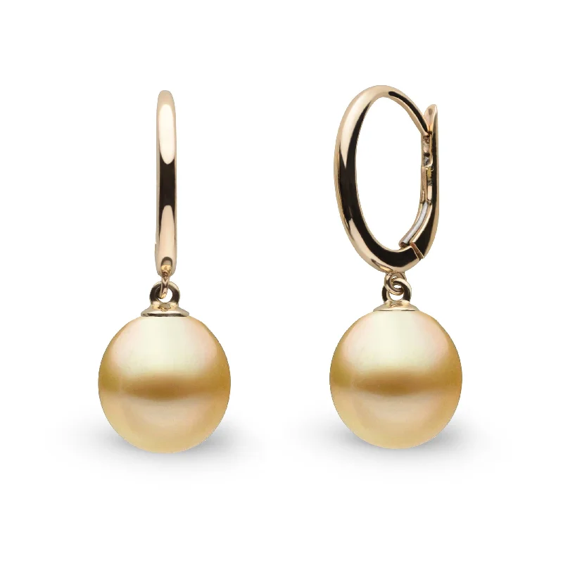 Sparkle For Less – Shop Jewelry Deals Now Solid Eternal Collection 9.0-10.0 mm Golden South Sea Drop Pearl Earrings