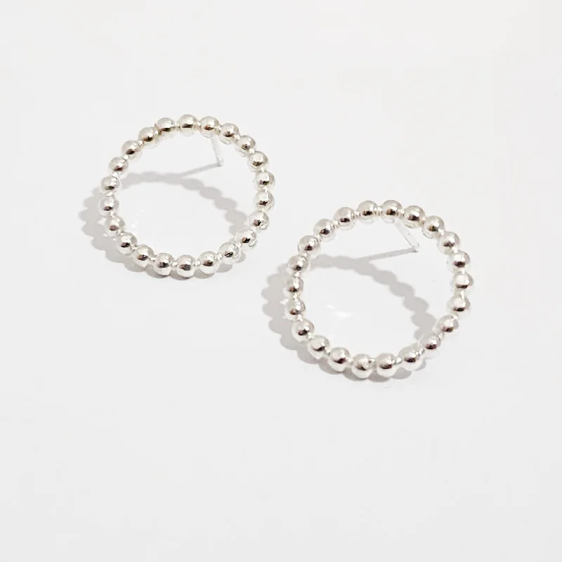 Premium Diamond Jewelry At Once-In-A-Lifetime Discounts Sterling Silver Beaded Circle Stud Earrings Premium Diamond Jewelry At Once-In-A-Lifetime Discounts Sterling Silver Beaded Circle Stud Earrings