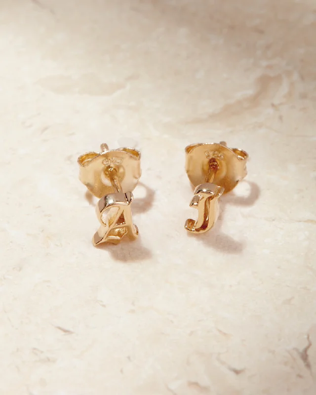 Sparkle On A Budget – Fine Jewelry For Less The Initial Stud Earrings [Old English]
