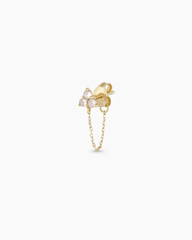 High-Quality Gemstone Jewelry For Special Occasions White Sapphire Chain Single Huggie High-Quality Gemstone Jewelry For Special Occasions White Sapphire Chain Single Huggie