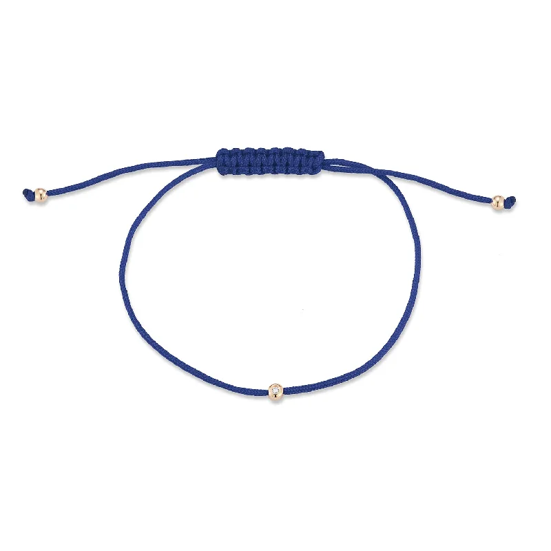 Chic, Trendy, And Affordable Jewelry Sale 14kt Diamond Dot on Blue Nylon Bracelet - Women Chic, Trendy, And Affordable Jewelry Sale 14kt Diamond Dot on Blue Nylon Bracelet - Women