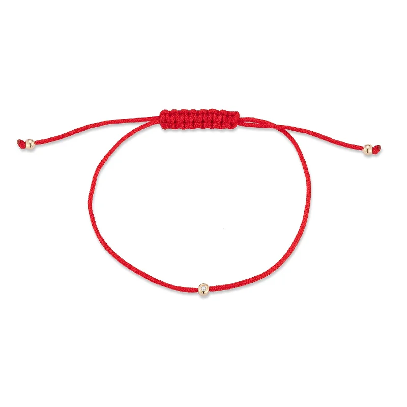 High-Quality Jewelry At A Fraction Of The Cost 14kt Diamond Dot on Red Nylon Bracelet - Women
