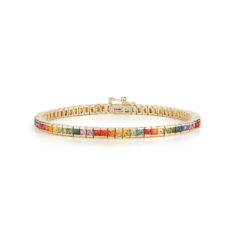 Don't Miss Out On Bestselling Jewelry At Special Prices 14kt Men's Rainbow Sapphire Tennis Bracelet