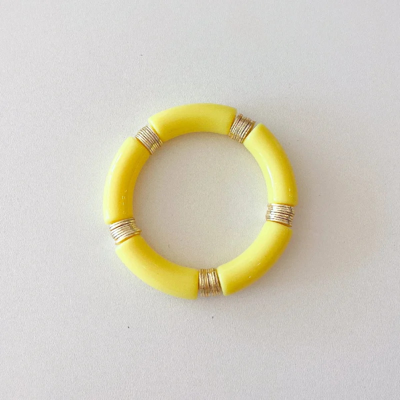 Luxury Jewelry At Unbeatable Discounts Acrylic + Gold Bamboo Bracelet: Yellow