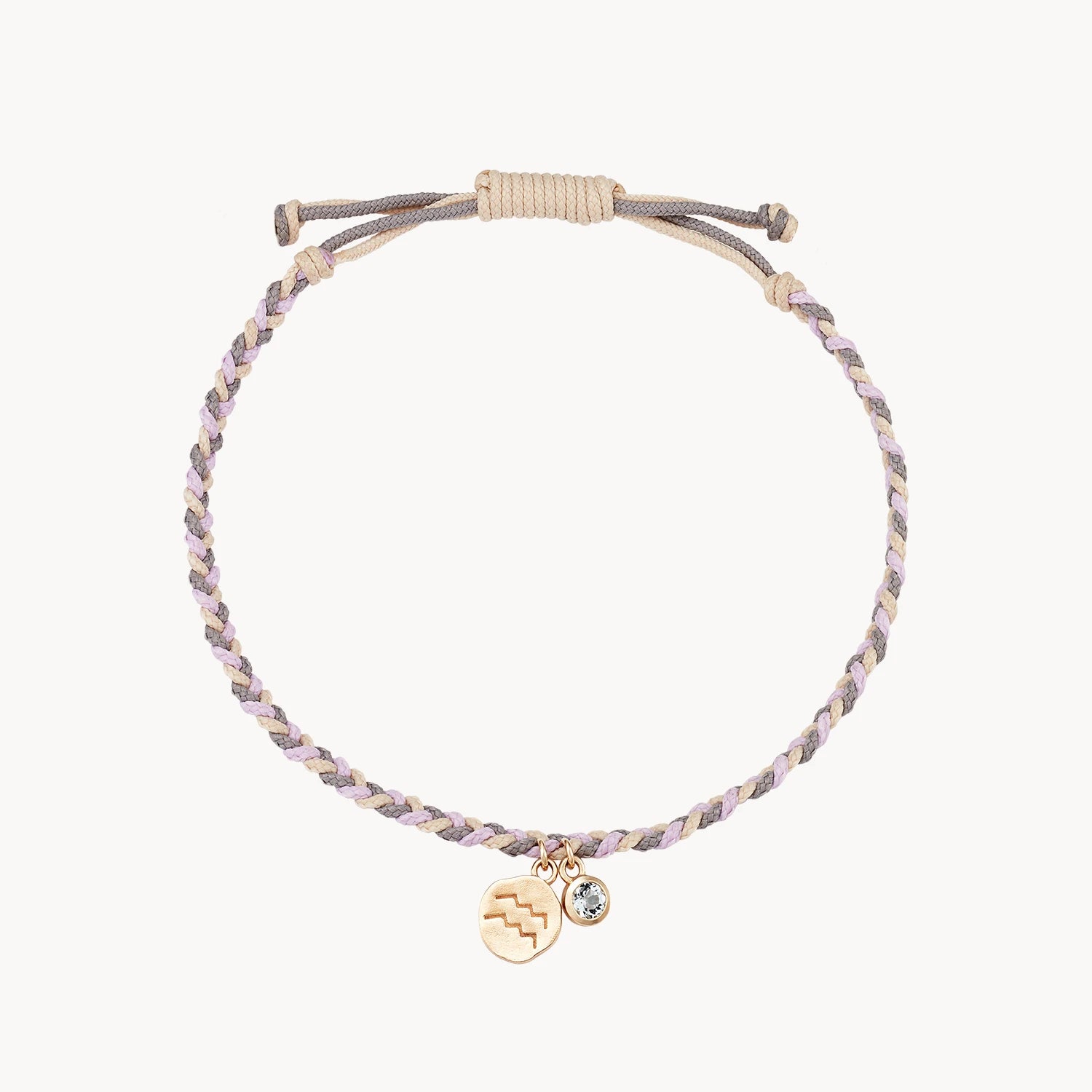 Luxury Jewelry At Budget-Friendly Prices – Grab Yours Now aquarius zodiac air element cord bracelet - 10k yellow gold, aquamarine, cord
