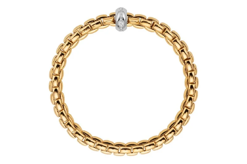 Unmissable Deals On Handmade Jewelry Collections FOPE 'EKA' Large Gold Link Diamond Stretchy Bracelet