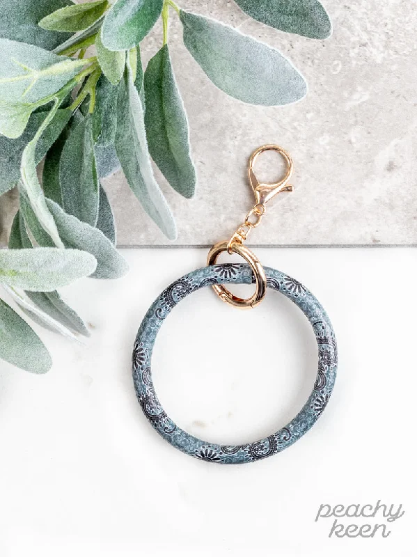 The Biggest Jewelry Sale Of The Year Is Here Grey & Navy Paisley Key Ring Bangle