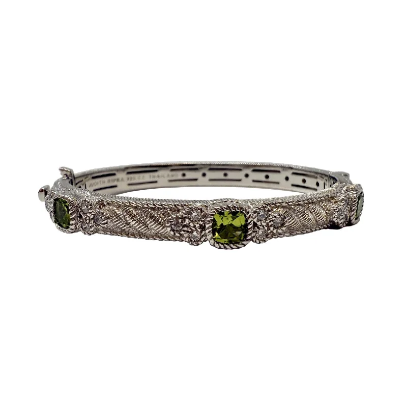 Dainty Floral Jewelry For Feminine Elegance Judith Ripka Hinged Bracelet with Peridot