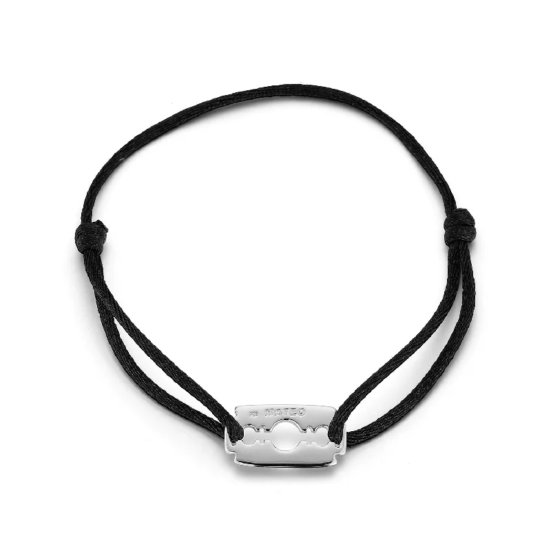 Timeless Jewelry Styles At Wallet-Friendly Prices Razor Blade on Black Nylon Bracelet