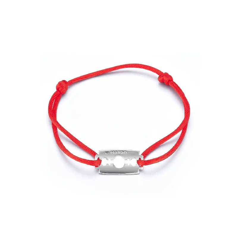 Luxury Jewelry Without The Luxury Price Tag Razor Blade on Red Nylon Bracelet