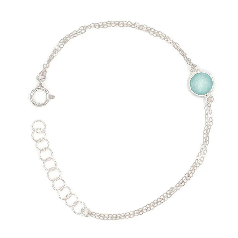 Waterproof Stainless Steel Jewelry For Lasting Beauty Silver Bezeled Chalcedony Bracelet
