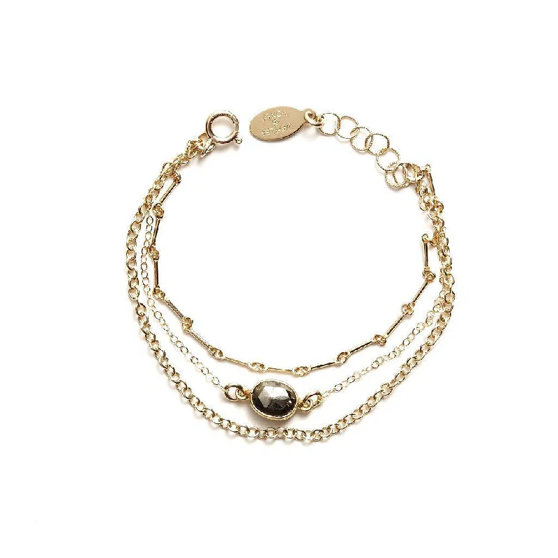 Luxury Jewelry Sale – Sparkle For Less Triple Chain Bracelet in Pyrite