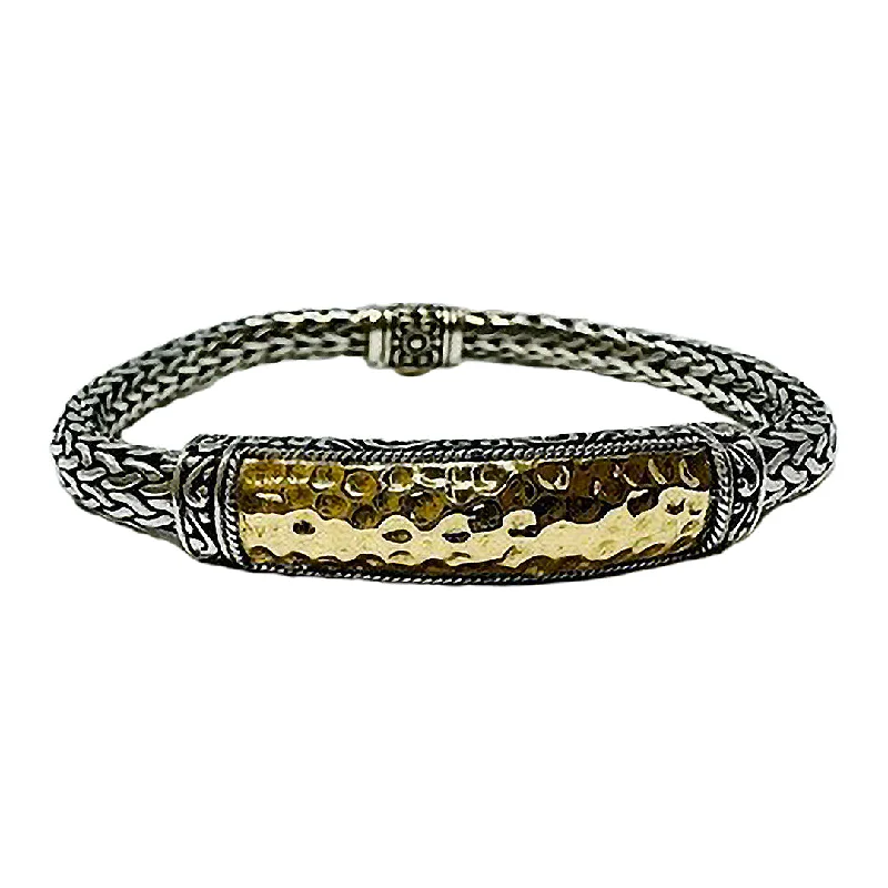 Fashion-Forward Jewelry At Incredible Prices Sterling Silver Classic Cable Bracelet with 18K Gold Hammered Bar Accent Fashion-Forward Jewelry At Incredible Prices Sterling Silver Classic Cable Bracelet with 18K Gold Hammered Bar Accent