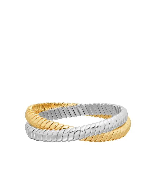 Handcrafted Beauty At Affordable Prices The Double Cobra Bracelet in Mixed Metals
