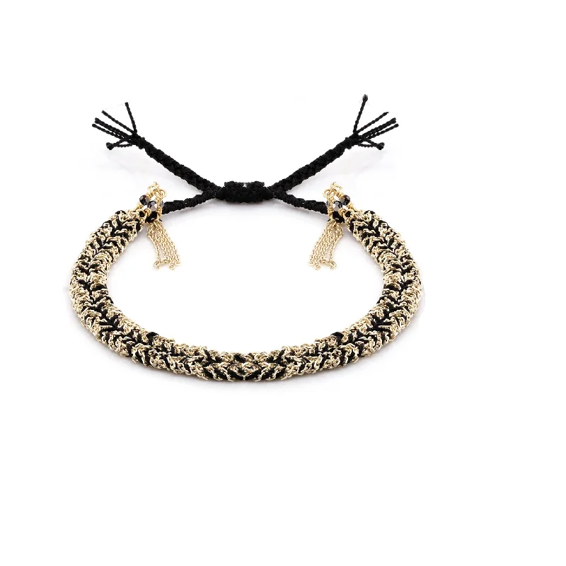 Unlock Unbeatable Jewelry Deals Before They’Re Gone Black and Gold Fringe Bolo Bracelet
