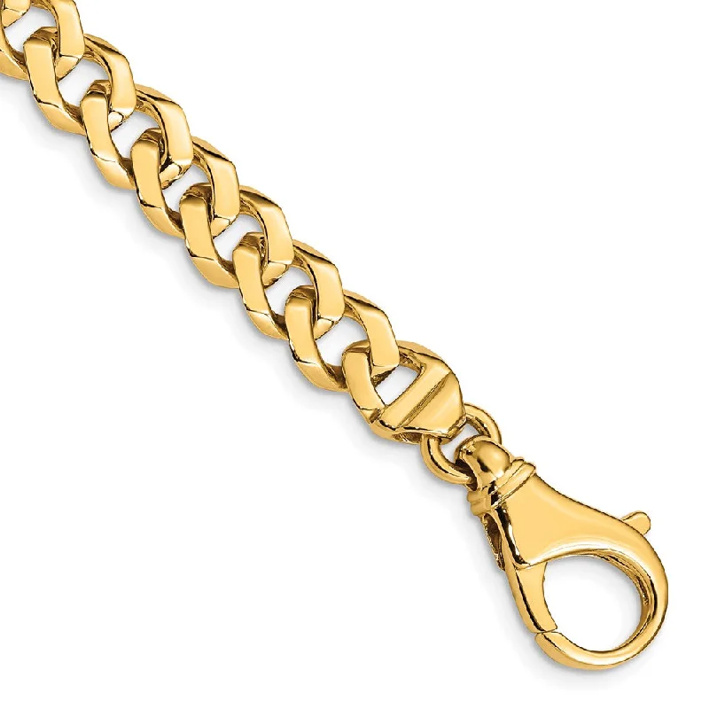 14k Yellow Gold, 8mm Fancy Chain Link Bracelet - 8 Inch