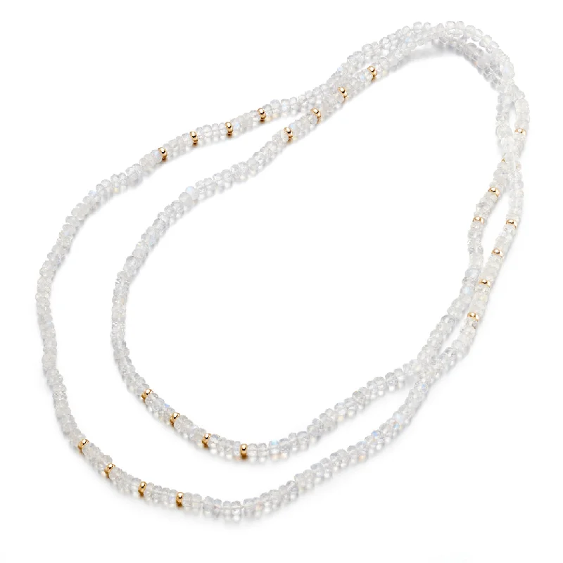 Dainty And Elegant Jewelry Now At Reduced Prices Moonstone & Gold Station Rope Necklace