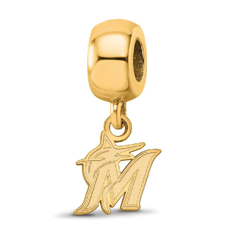 14KY Gold Plated Sterling Silver MLB Miami Marlins XS Dangle Bead