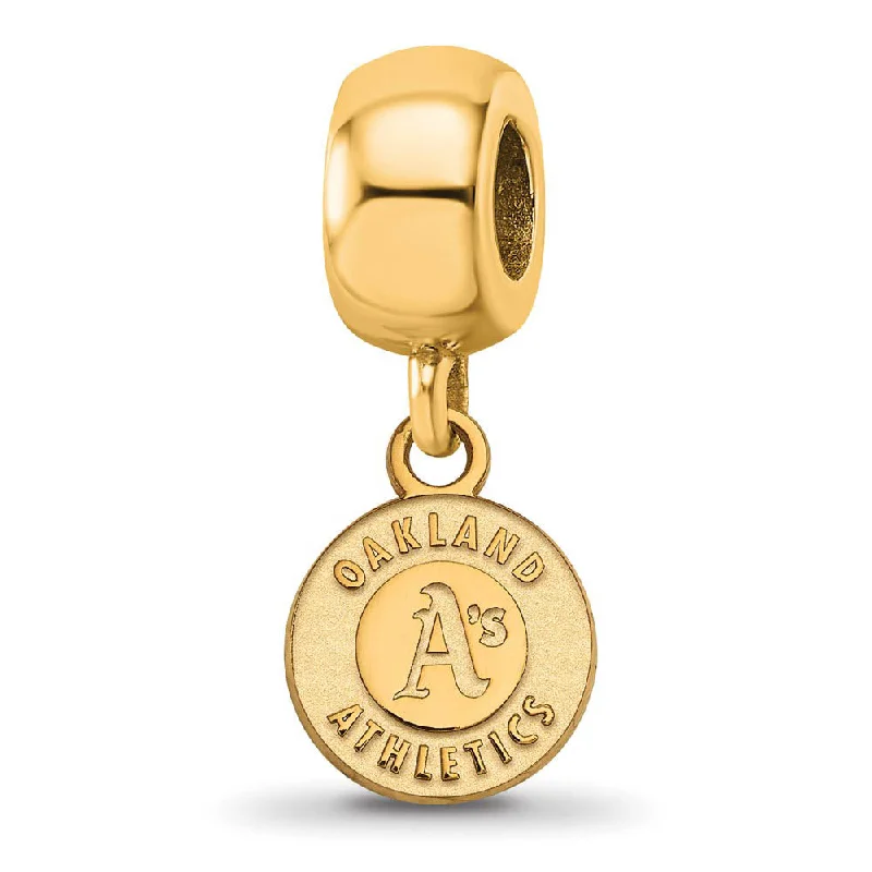 14KY Gold Plated Sterling Silver MLB Oakland Athletics XS Dangle Bead