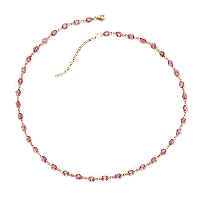 Fashion-Forward Jewelry At Exclusive Discounts Station Necklace in Pink Sapphires