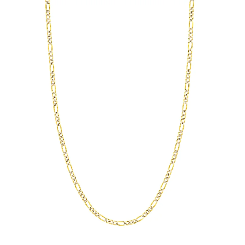 3.2mm Two-Tone Pave Figaro Chain with Lobster Lock