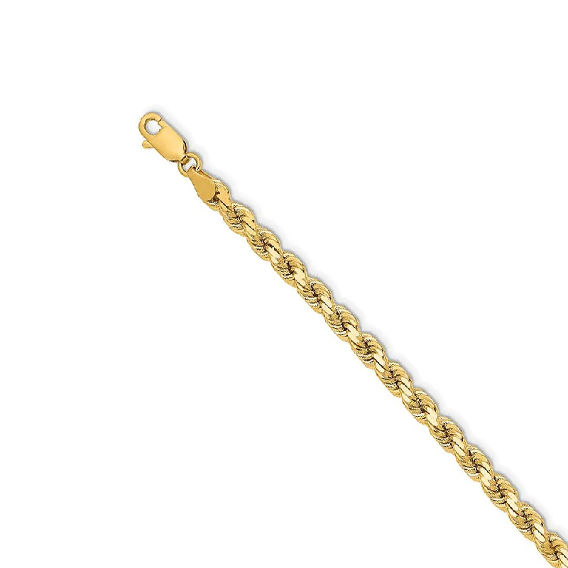 Flash Sale On Elegant Jewelry – Don't Miss Out 4.25mm 14k Yellow Gold Solid Diamond Cut Rope Chain Bracelet