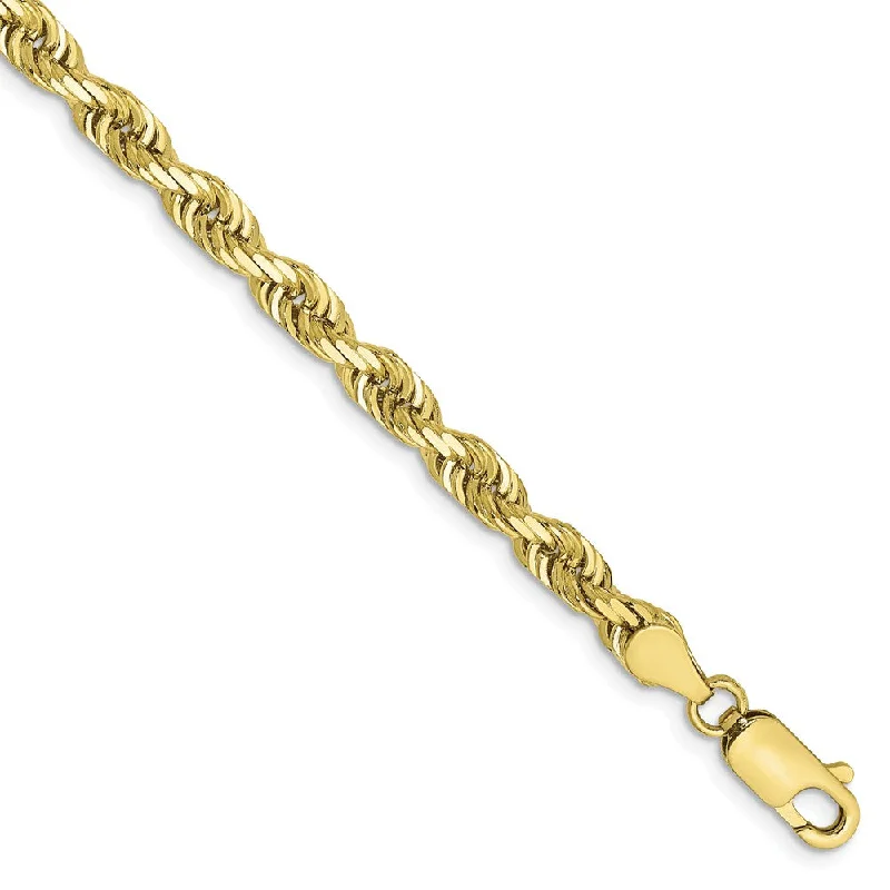 Best Jewelry Sale Prices – Limited-Time Offer 4.5mm 10k Yellow Gold D/C Quadruple Rope Chain Bracelet