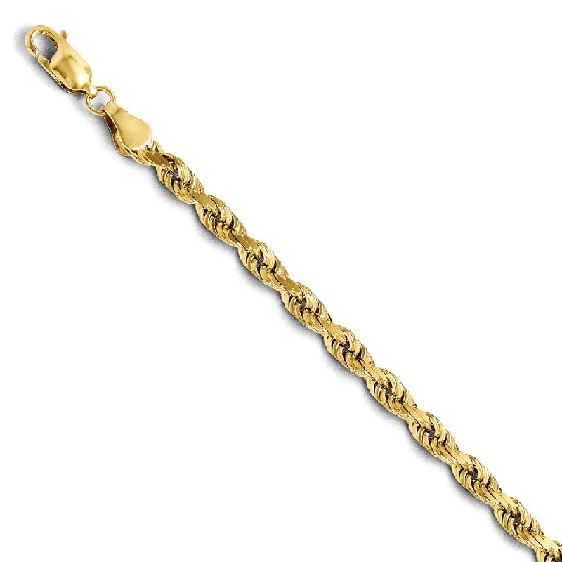 Sparkle For Less – Shop Our Limited-Time Jewelry Deals 4mm 14k Yellow Gold Solid Diamond Cut Rope Chain Bracelet
