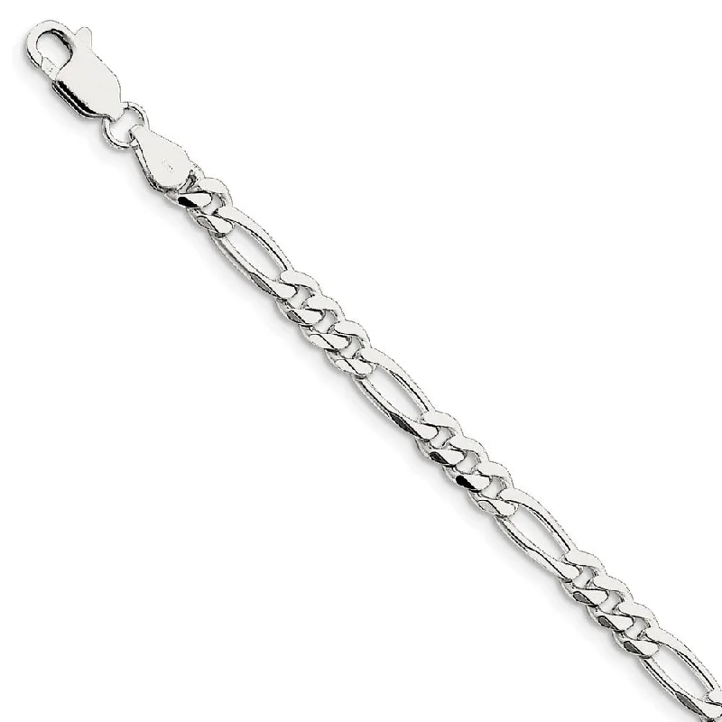 Stunning Jewelry Pieces At The Lowest Prices Ever 5.25mm Rhodium Sterling Silver Solid Figaro Chain Bracelet, 8 Inch