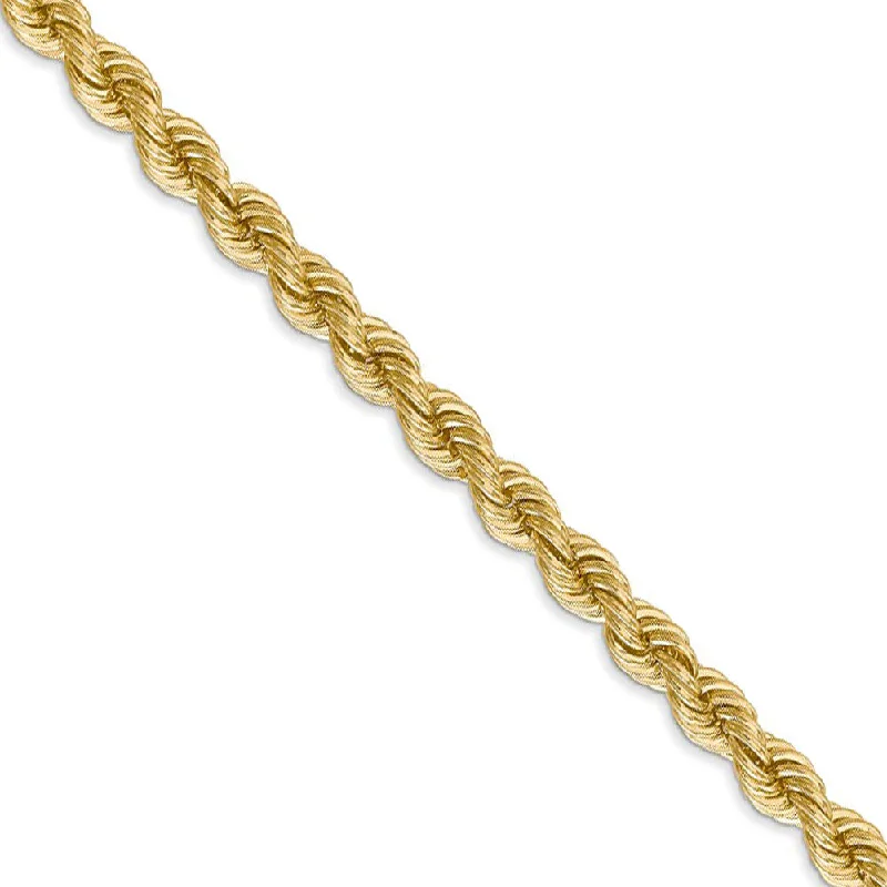 5mm, 14k Yellow Gold, Handmade Solid Rope Chain Bracelet