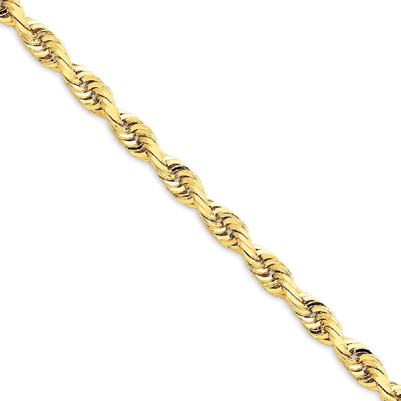 5mm, 14k Yellow Gold, Quadruple Rope Chain Bracelet, 8 Inch