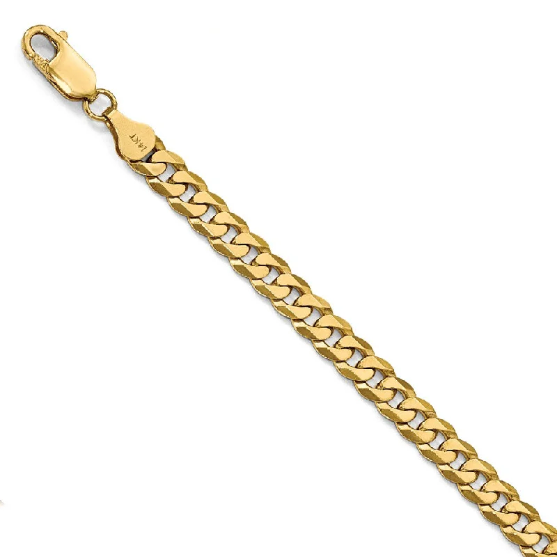 6.1mm 14k Yellow Gold Beveled Curb Chain Bracelet