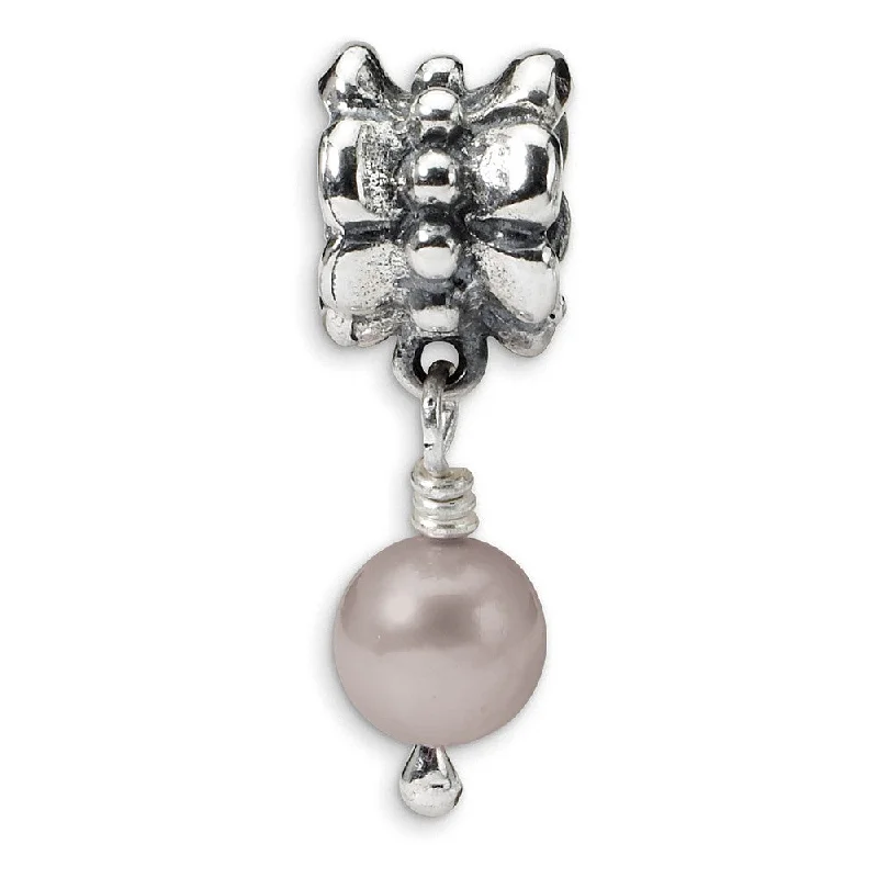 6mm Gray FW Cultured Pearl & Sterling Silver Dangle Bead Charm