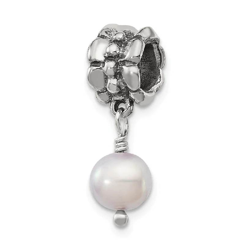 6mm Lavender FW Cultured Pearl & Sterling Silver Dangle Bead Charm