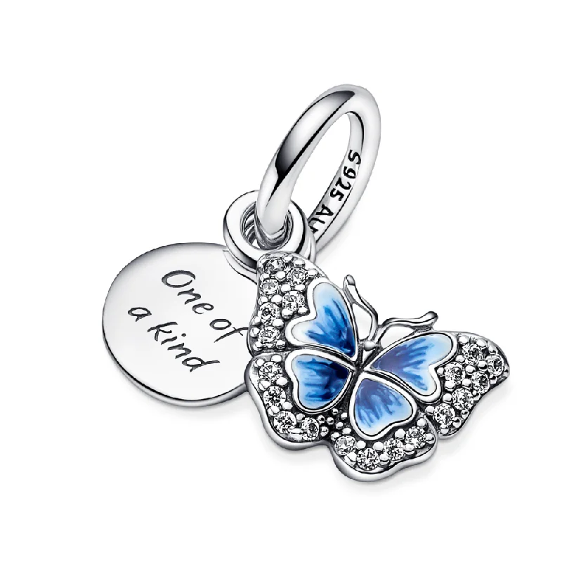 Unbeatable Offers On Luxury And Everyday Jewelry Blue Butterfly & Quote Double Dangle Charm Unbeatable Offers On Luxury And Everyday Jewelry Blue Butterfly & Quote Double Dangle Charm