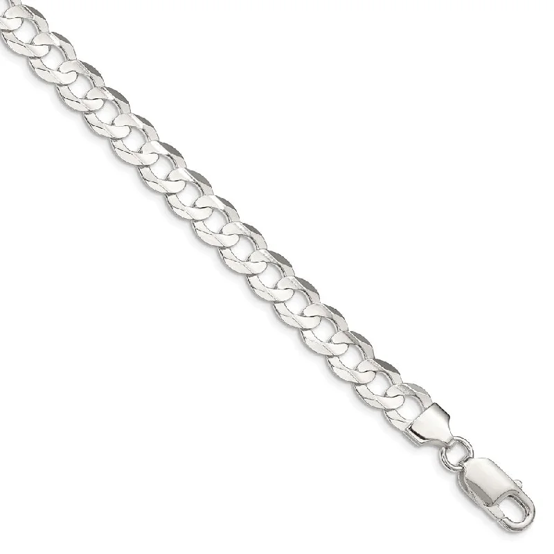 Shop High-Quality Jewelry At Jaw-Dropping Discounts 8mm Sterling Silver Solid Concave Beveled Curb Chain Bracelet