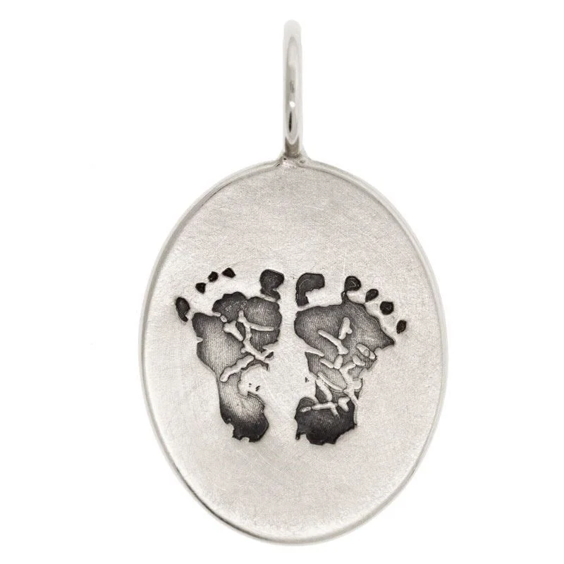 Huge Savings On Timeless Jewelry Collections Silver Baby's Footprints Oval Charm