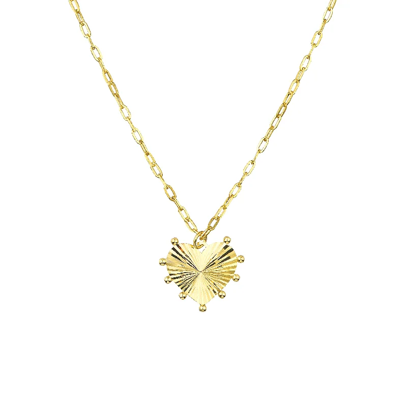 Get The Sparkle You Love At Prices You Adore Bead-Trim Fluted Heart Medallion Necklace Get The Sparkle You Love At Prices You Adore Bead-Trim Fluted Heart Medallion Necklace