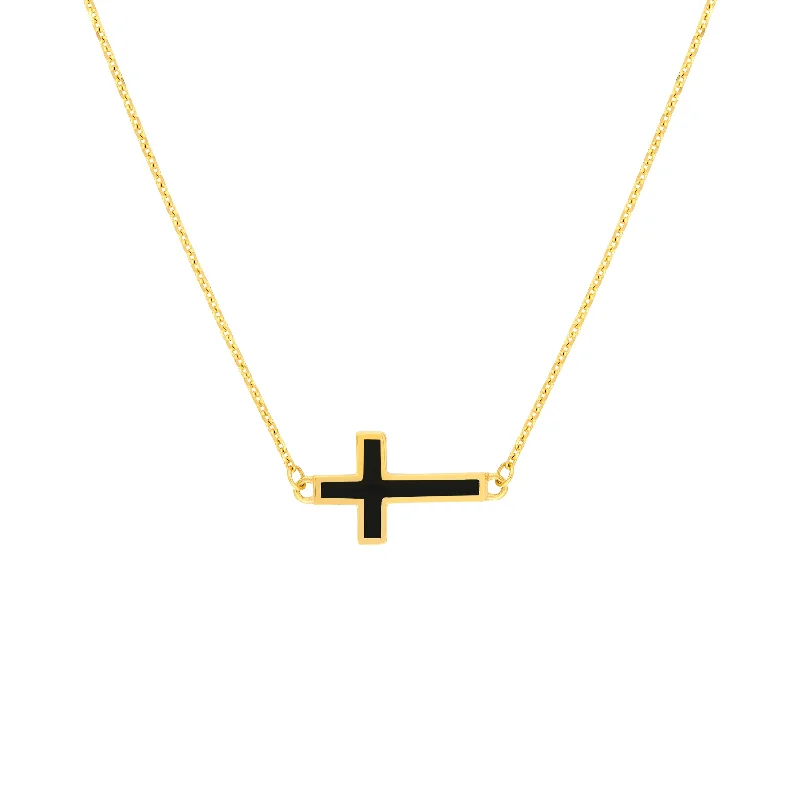 Discover Unique Jewelry With Special Limited-Time Offers Black Enamel Sideways Cross Necklace Discover Unique Jewelry With Special Limited-Time Offers Black Enamel Sideways Cross Necklace