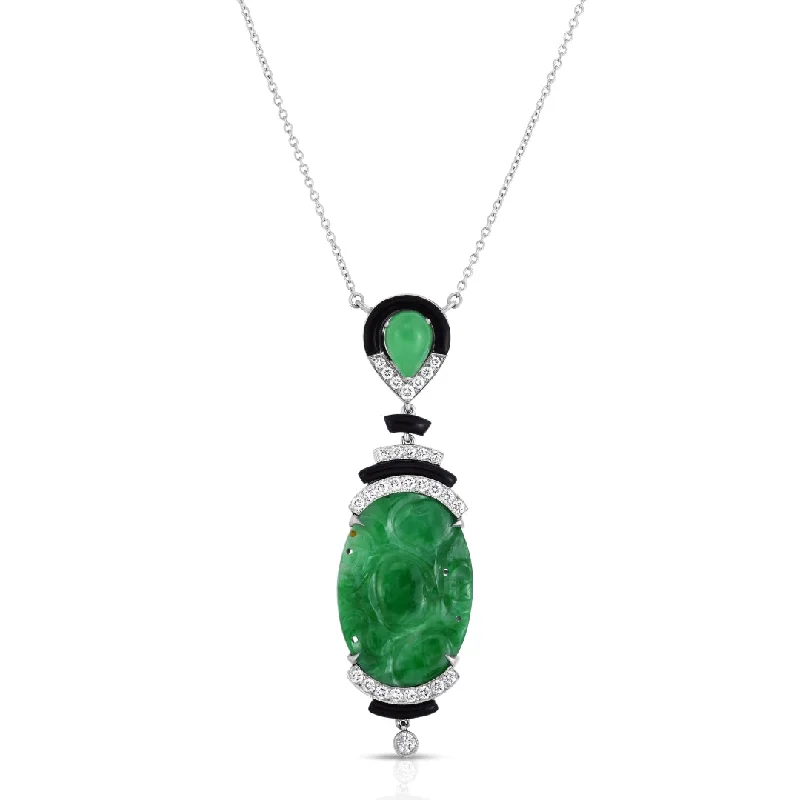 Sparkle On A Budget – Fine Jewelry For Less Carved Jade, Diamond & Black Enamel Pendant Necklace Sparkle On A Budget – Fine Jewelry For Less Carved Jade, Diamond & Black Enamel Pendant Necklace