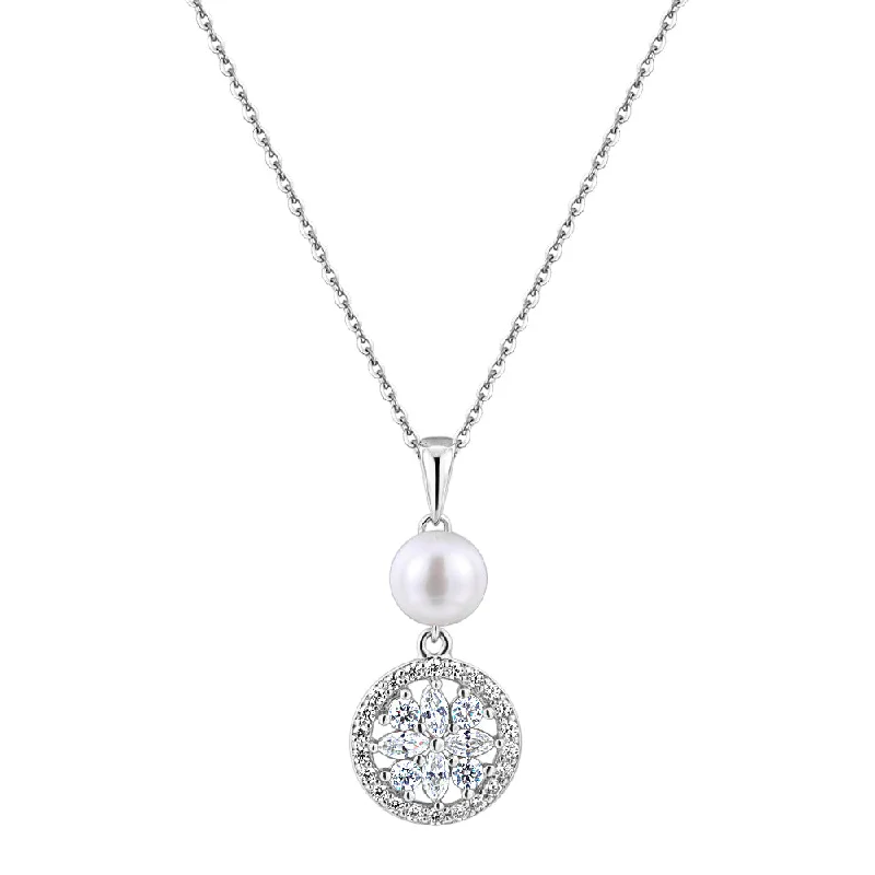 Cultured freshwater pearl drop necklace in sterling silver