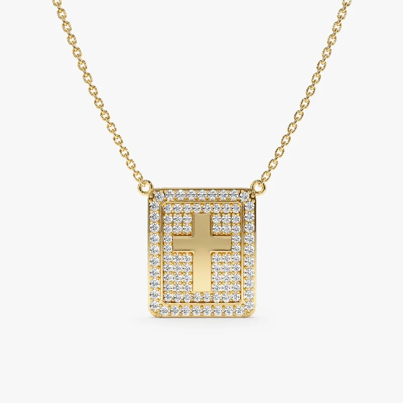 Diamond Cross Tablet Necklace, Cali