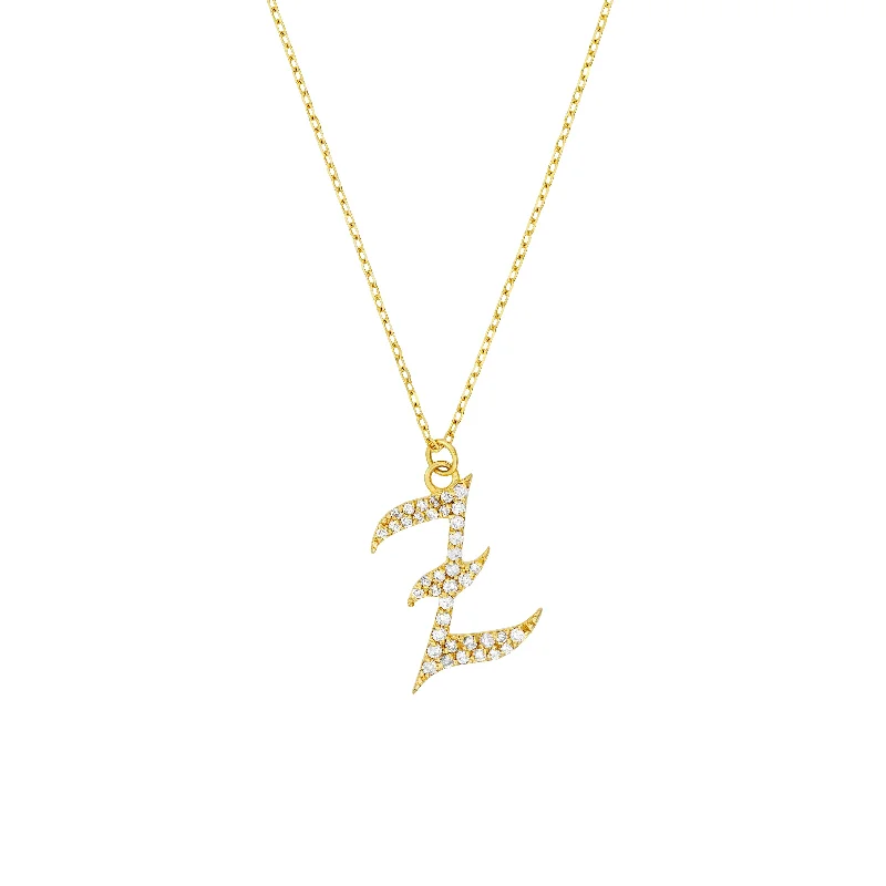 Trendy Minimalist Jewelry For Everyday Wear Diamond Gothic Z Necklace