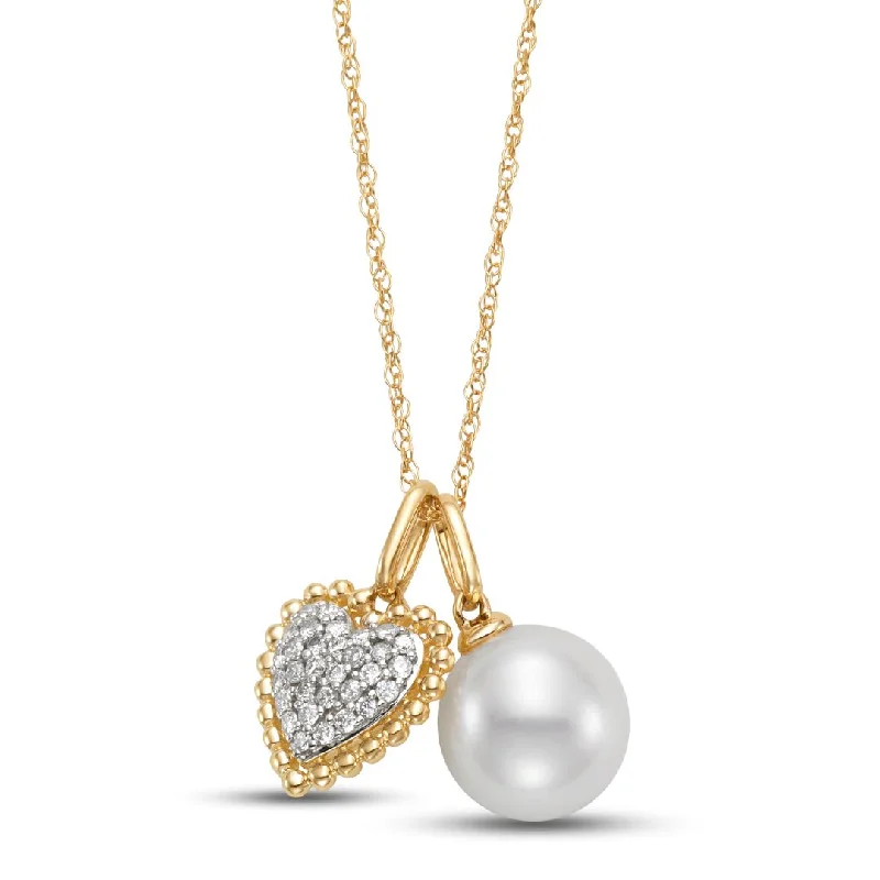 Breathtaking Jewelry At Limited-Time Savings Pearl & Diamond Heart Pendant Necklace Breathtaking Jewelry At Limited-Time Savings Pearl & Diamond Heart Pendant Necklace