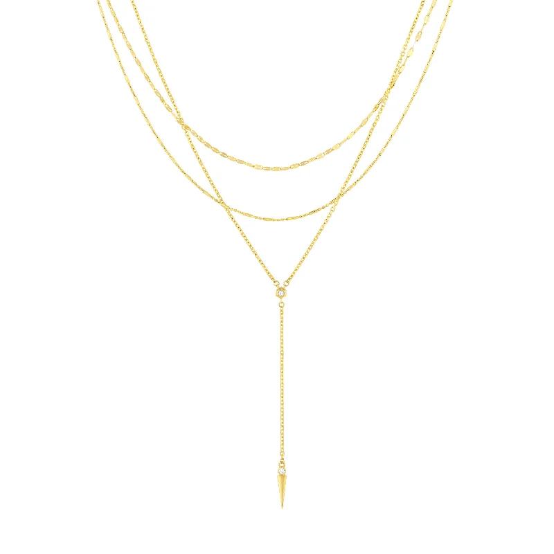 Stunning Statement Jewelry, Unbeatable Discounts Diamond Multi Layered Lariat Spike Necklace