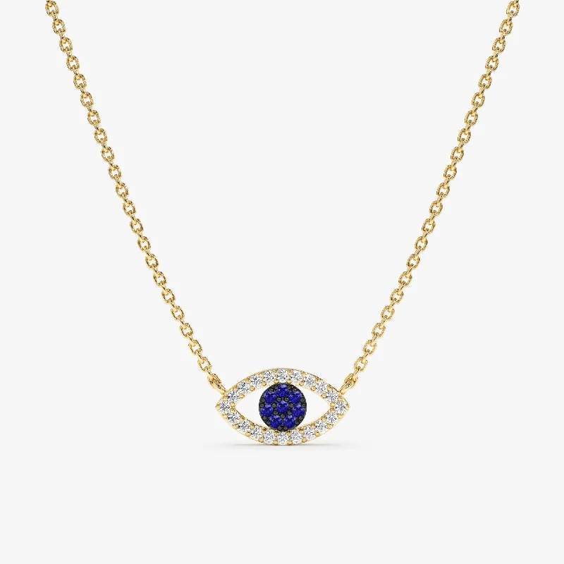 Diamond Sapphire Evil Eye Necklace, Paisley