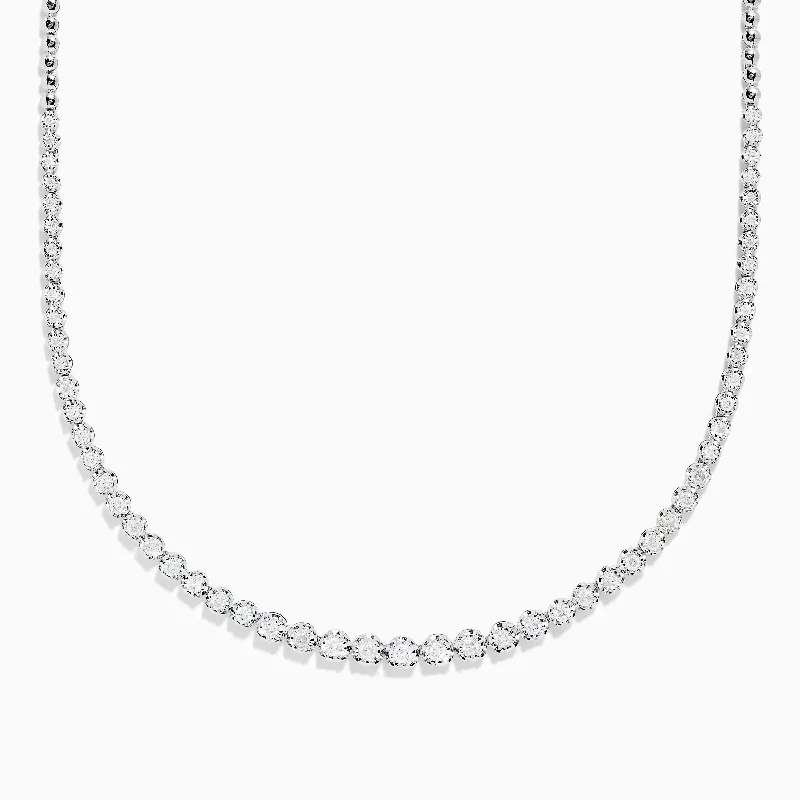 925 Sterling Silver 16" Graduated Diamond Necklace